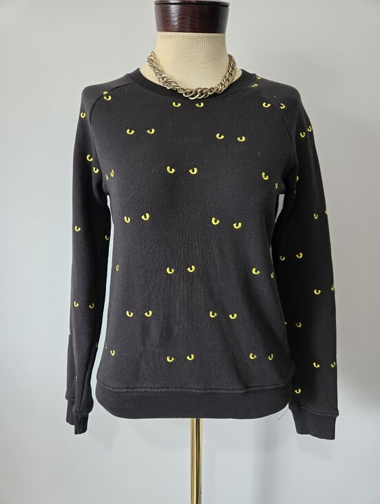Zoe Karssen Sweaters - Zoe Karssen Black Crewneck Sweater with Yellow Cat Eyes. Size Xs
